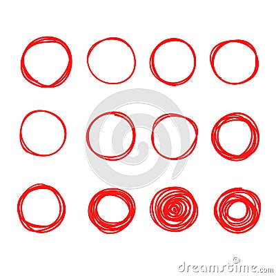 Circle hand drawn doodle style for web site, logo and text check Vector Illustration