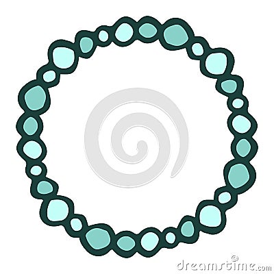 Circle hand drawn round frame, blue vector circle made of beads Stock Photo