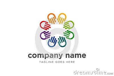 Circle Hand Team Teamwork Charity Foundation Unity Peace Diversity Care Logo Design Vector Vector Illustration