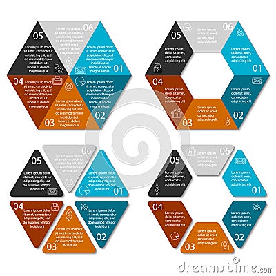 Circle hexagon infographic with 6 options Vector Illustration