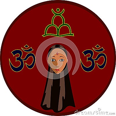 Circle with Hindu girl Vector Illustration