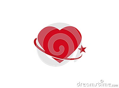 Circle holding heart with a star for logo Cartoon Illustration