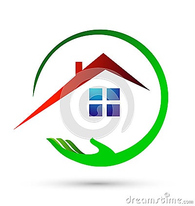 Home, house, real estate, logo, circle building, architecture, home plant nature symbol icon design vector Stock Photo