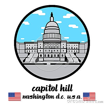 Circle Icon Capitol hill. vector illustration Vector Illustration