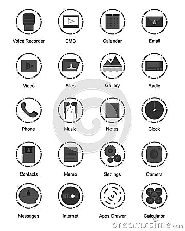Circle icon with dark and gray Stock Photo