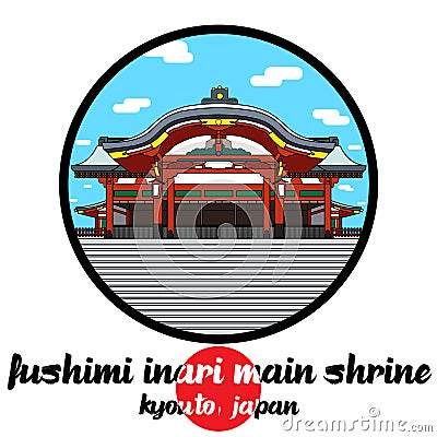 Circle Icon fushimi inari main shrine. vector illustration Vector Illustration