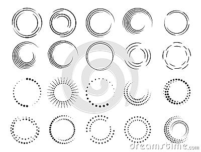 circle icon halftone dots in circle form. round logo . vector dotted frame . Half tones design element Vector Illustration