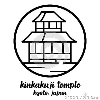 Circle icon line kinkakuji temple. vector illustration Vector Illustration
