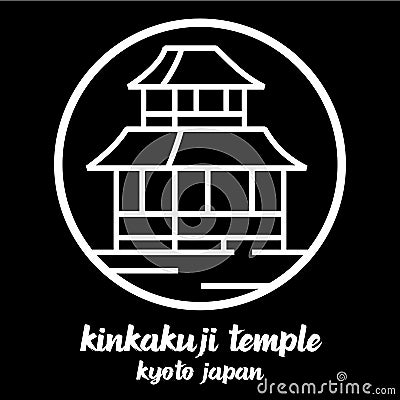 Circle icon line kinkakuji temple. vector illustration Vector Illustration