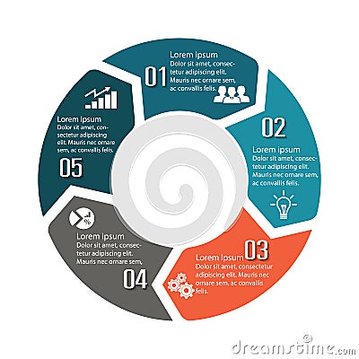 Circle infographic label five option Vector Illustration