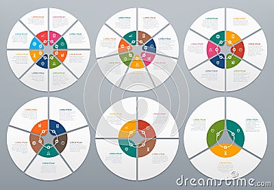 Circle infographic. Round diagram of process steps, circular chart with arrow. Circles and arrows graph charts vector Vector Illustration