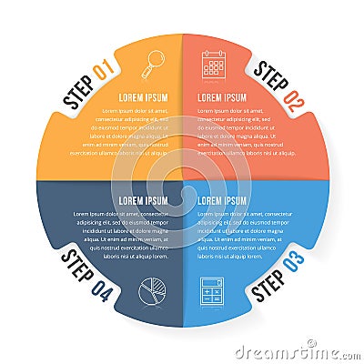 Circle Infographic Template with Four Elements Vector Illustration