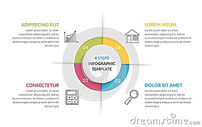 Circle Infographics - Four Elements Vector Illustration