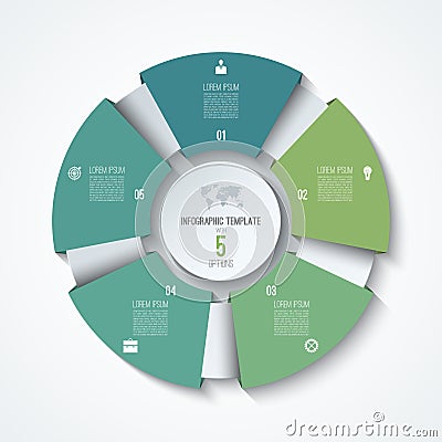 Circle infographic template. Process wheel. Vector pie chart. Vector Illustration