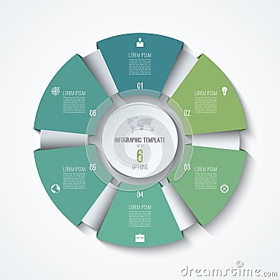 Circle infographic template. Process wheel. Vector pie chart. Vector Illustration