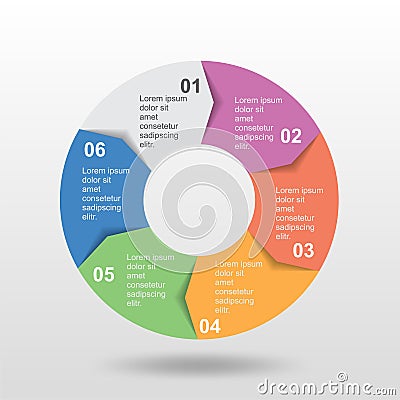 Circle infographic template six step for business presentation Vector Illustration