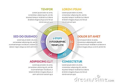 Circle Infographics - Six Elements Vector Illustration