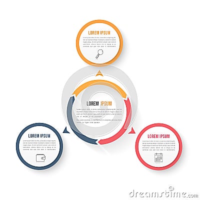 Circle Infographic Template with Three Elements Vector Illustration