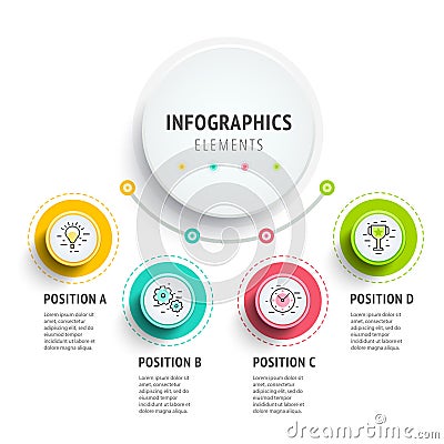 Circle infographics elements design. Abstract business workflow Vector Illustration