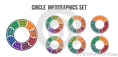 Circle infographics set. Colorful rings templates for infographics Vector Illustration