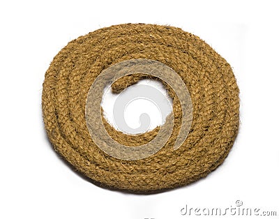 Circle jute rope, rope loop isolated on white background hand made ind india Stock Photo