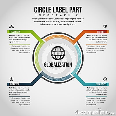 Circle Label Part Infographic Vector Illustration