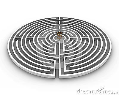 Circle labyrinth dollar Stock Photo