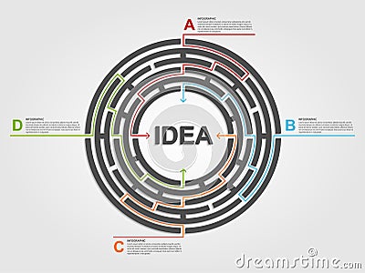 Circle labyrinth infographic concept. Design template. Vector Illustration