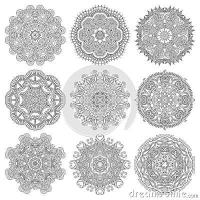 Circle lace ornament, round ornamental geometric Vector Illustration