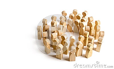 Circle of a large crowd of people. Concept of cooperation and meeting, finding solutions and communication. Society and community Stock Photo