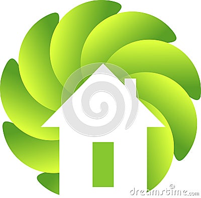 Circle leaf home logo Vector Illustration