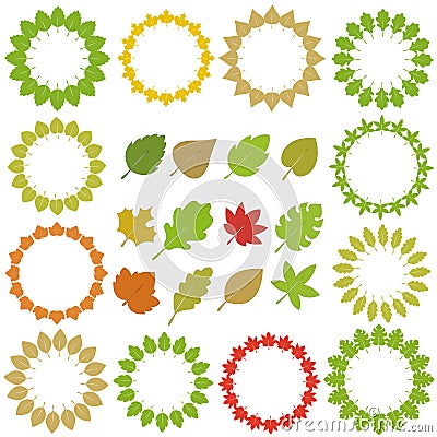 Circle of Leaf + leaf Collection Vector Illustration