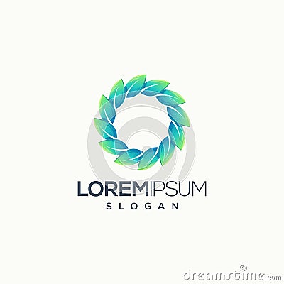 Circle leaf logo design vector illustration ready top use Cartoon Illustration