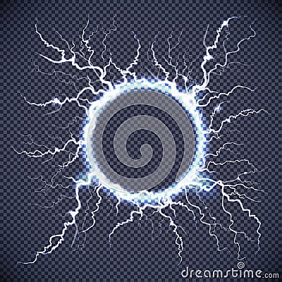 Circle Lightning Realistic Transparent Background Vector Illustration