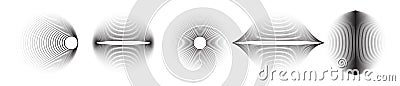Circle line transition or distorted wave abstract pattern, vector halftone. Round geometric circles with distortion shapes of Vector Illustration