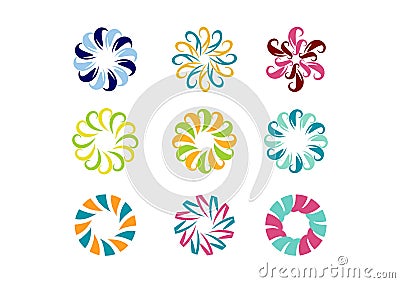 Circle logo, floral template,Set of round abstract infinity flower pattern vector design Vector Illustration