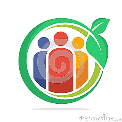 Circle logo icon for community with vegetarian lifestyle, healthy lifestyle Vector Illustration