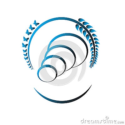 Circle logo, spa, massage, grass, icon, plant, education, yoga,concept design Stock Photo