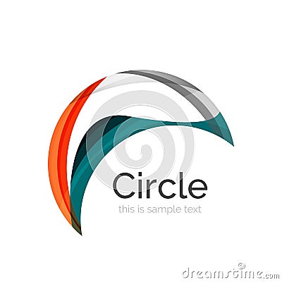 Circle logo. Transparent overlapping swirl shapes. Modern clean business icon Cartoon Illustration