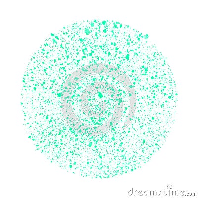 Circle made of many green blue paintbrush blobs Stock Photo