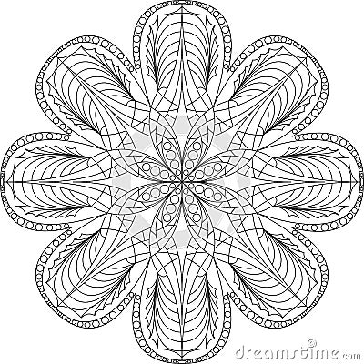 Circle mandala adult coloring page Vector Illustration