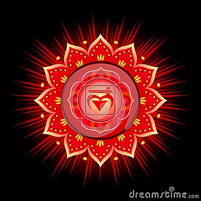 Circle mandala pattern. Muladhara chakra. Vector Illustration