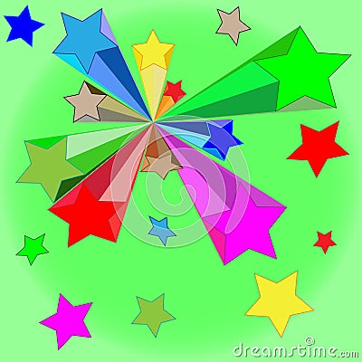 Circle many star a green background Stock Photo