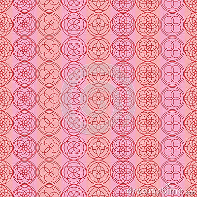 Circle many style symmetry stripe red seamless pattern Vector Illustration