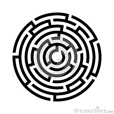 Circle maze icon. Vector Illustration