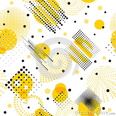 Circle memphis abstract pattern. Geometric perforation circles, minimalism style print. Rounded repeated art, black Vector Illustration