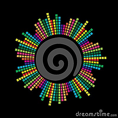 Circle mosaic equalizer design isolated on black background Vector Illustration