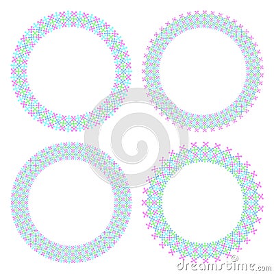 Circle multicolor border pattern for decorative round frame Vector Illustration