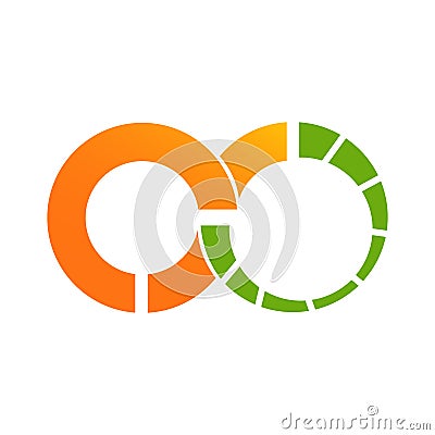 Circle Orange infinity Datas Logo Vector Illustration