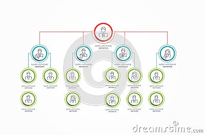 Circle Organization Chart Infographics. Line people Icon. Business Structure. Vector Illustration. Vector Illustration